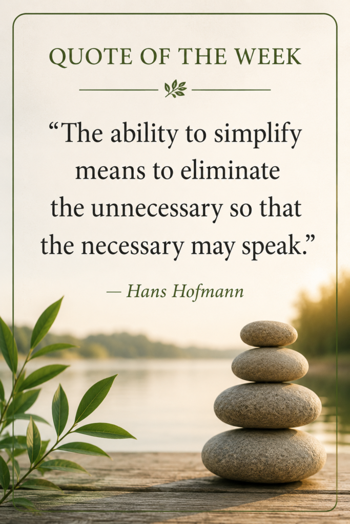 The ability to simplify means to eliminate the unnecessary so that the necessary may speak.
Hans Hofmann