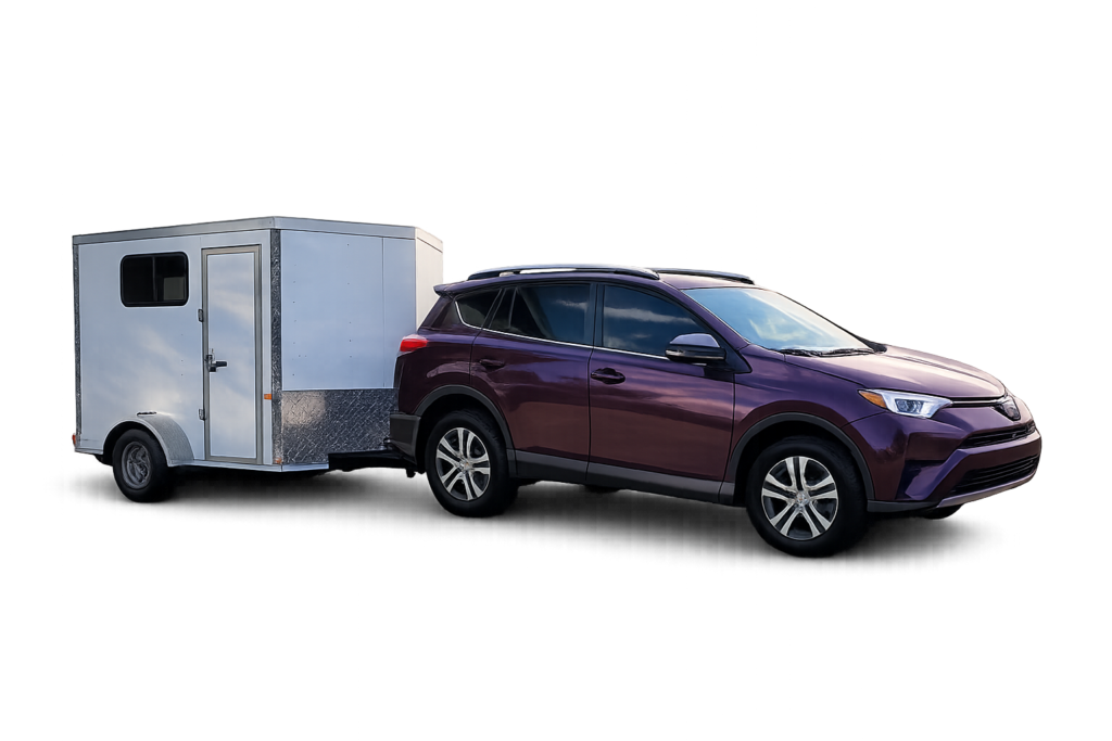 Here is my 2018 RAV4 LE and 5x8 Foot Cargo Trailer.