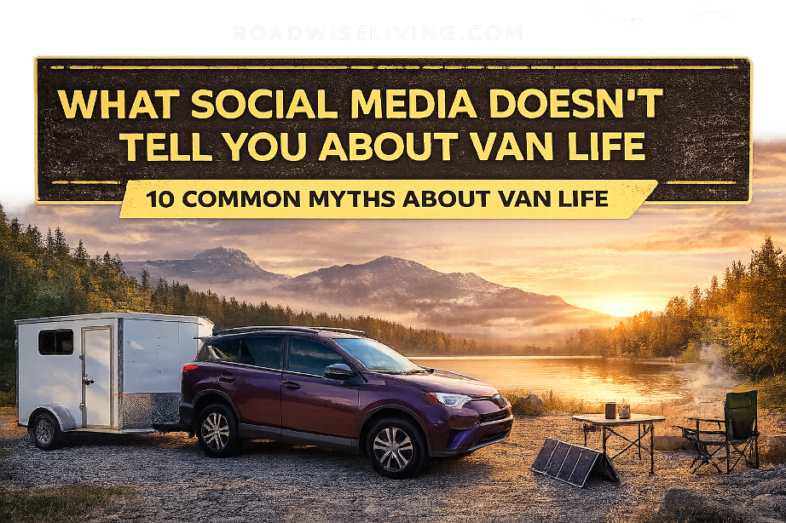 RAV4 SUV & Cargo Trailer with a Sunset in the background